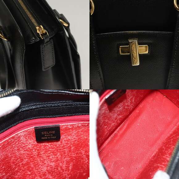 CELINE Hand Bag Leather Black Gold - Picture 11 of 13